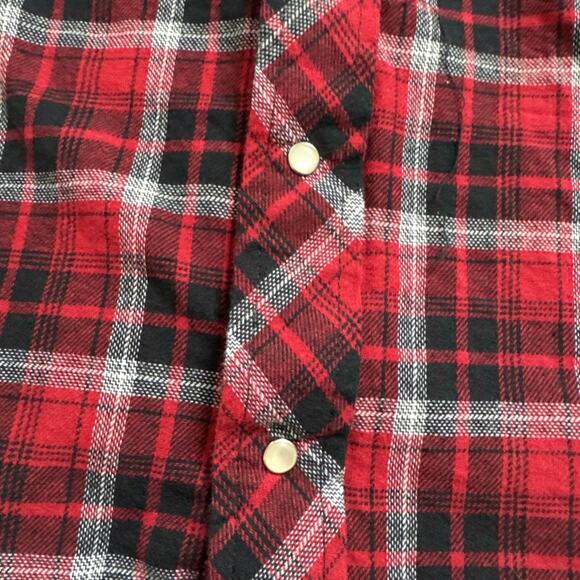 VTG Wrangler Wrancher Cowboy Shirt Men XL Red Plaid Pearl Snap Flannel Western - Picture 5 of 11